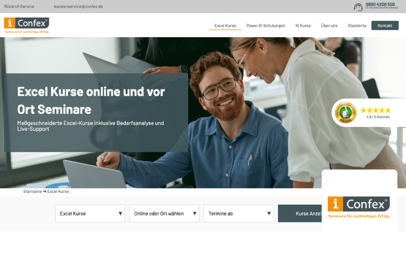 Confex Fallbeispiel, Excel Kurse und vor Ort Seminare, Kundenservice Bild
